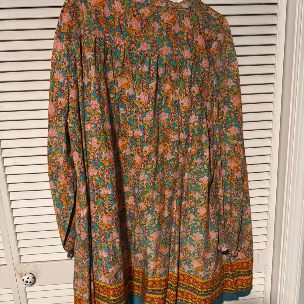 NATURAL LIFE Floral Mini Dress with Teal and Orange Accents - Picture 4 of 5